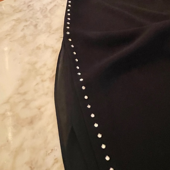 JS Collections Black Rhinestone Stud Formal Wide Leg Palazzo Gaucho Pants Sz 4 - Picture 6 of 15